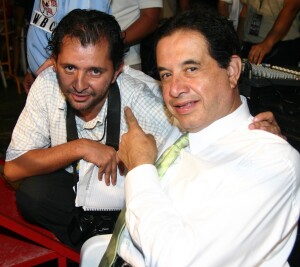 Sixto López con el siempre amable don Alfonso Morales, toda una leyenda de la narración deportiva.