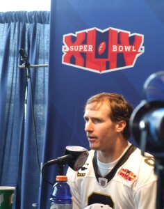 Drew Brees durante una entrevista en la semana previa al Super Bowl XLIV en que llevaría a los Santos de Nueva Orleáns a proclamarse monarcas de la NFL.. Ffoto: SSixto López Casa Madrid